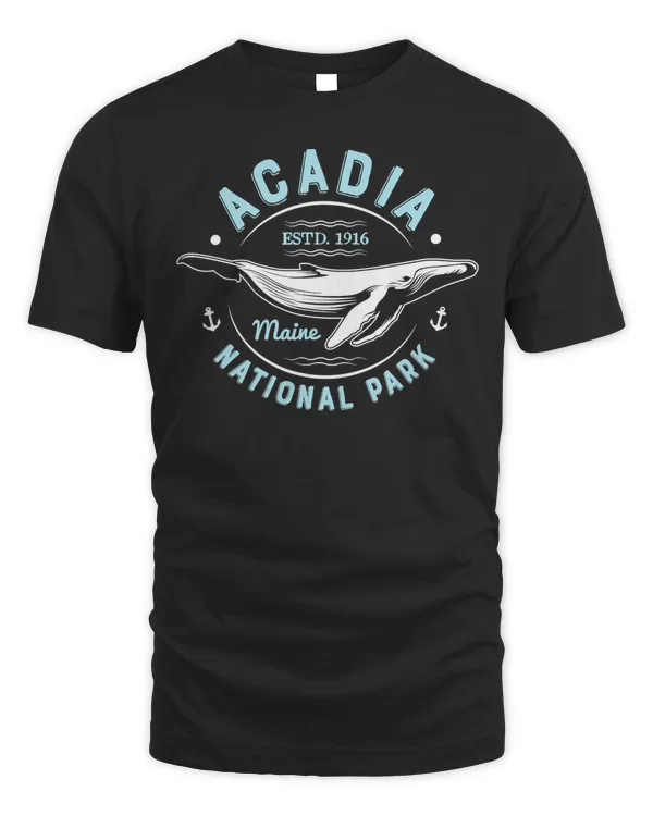 Acadia National Park T Shirt Maine Vintage Whale Watching T-Shirt