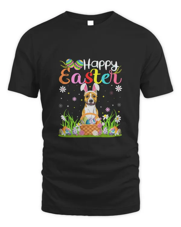 Egg Hunting American Staffordshire Terrier Dog Happy Easter T-Shirt
