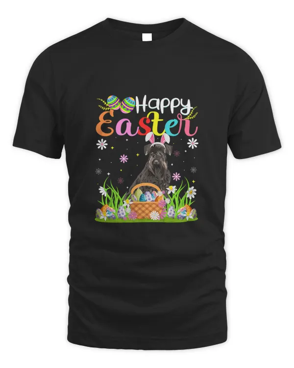 Funny Egg Hunting Bunny Giant Schnauzer Dog Happy Easter T-Shirt