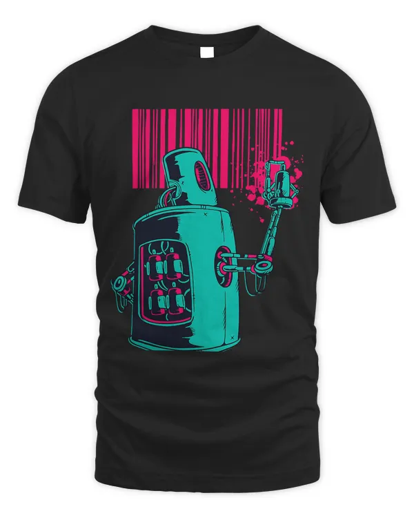 EDM Techno Graffiti Robot Design Dance Rave Music Festival T-Shirt