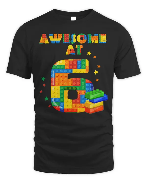 Birthday Shirt For Kids 6 Building Blocks Bricks Party Shirt T-Shirt