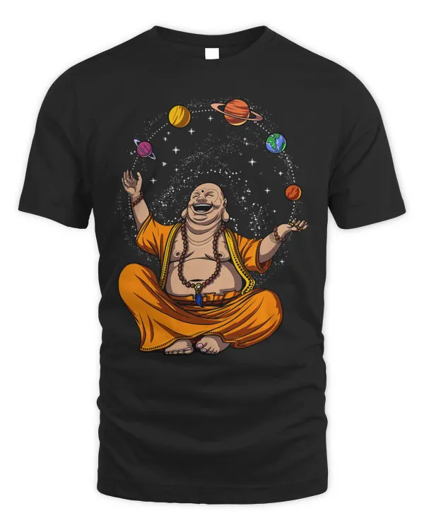 Buddha Juggling Space Planets Spiritual Zen Yoga Meditation Long Sleeve T-Shirt