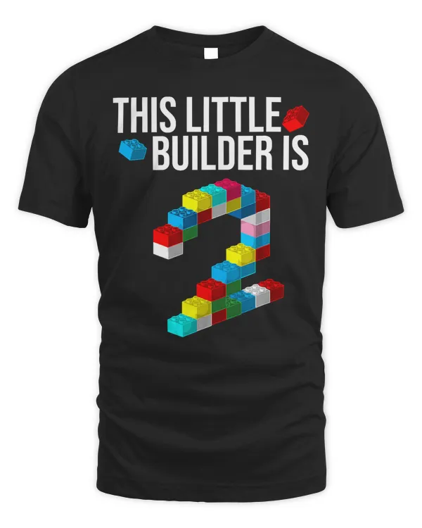 Cute 2nd Birthday Gift 2 Years Old Block Building Boys Girls T-Shirt