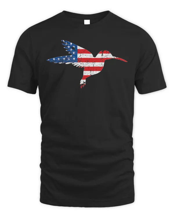 American Flag Hummingbird Men Women T Shirt Bird Watching