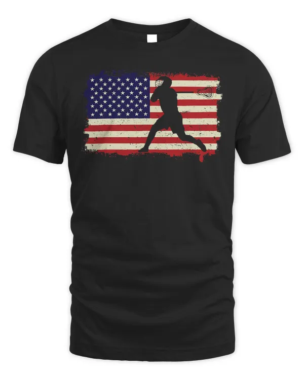 American Flag Lacrosse Lover LAX Player US Flag LAX Team T-Shirt
