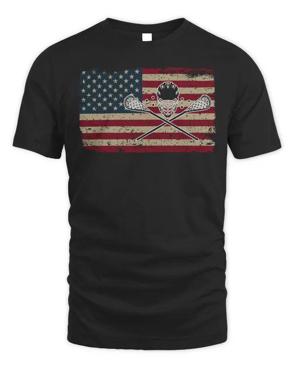 American Flag Lacrosse USA Lax Player Gift Idea Pullover Hoodie
