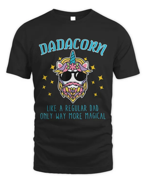 Dadacorn Father's Day Funny Daddy Beard Graphic Dad Unicorn T-Shirt