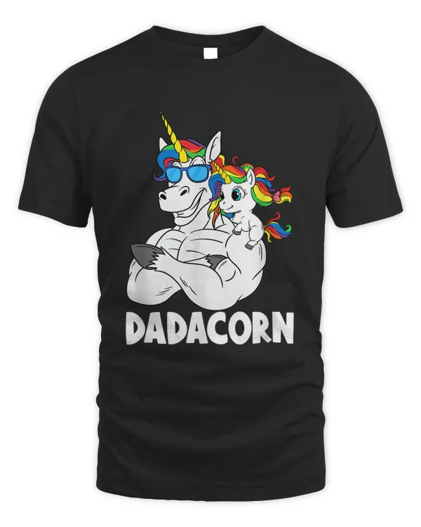 Unicorn Dad Muscle Dadacorn Sunglasses Daddy Unicorn Girl T-Shirt