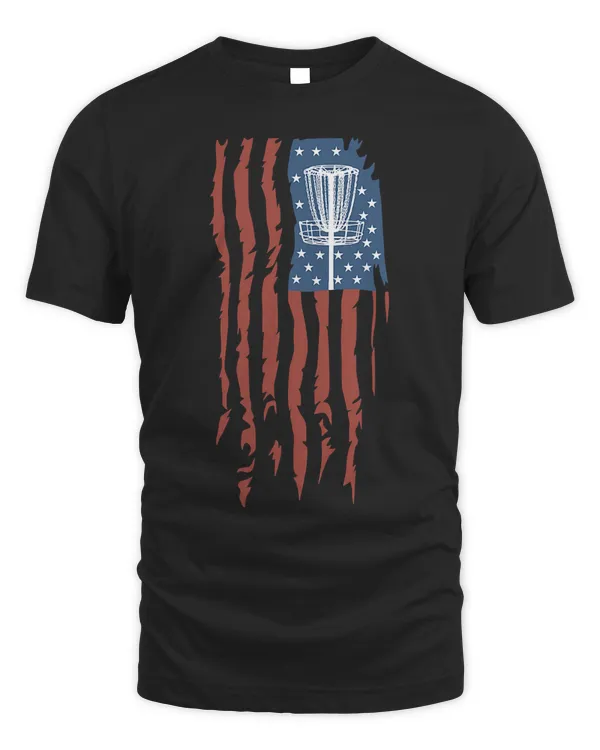 Disc Golf American Flag Retro Frisbee Sports Gift T-Shirt