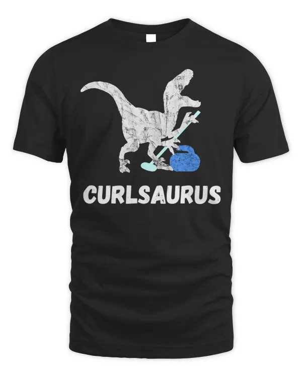 Curling Saurus Dinosaurs Curling T Rex Winter Sport T-Shirt
