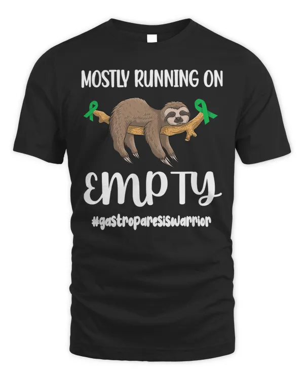 Gastroparesis Warrior Sloth  Green Ribbon Stomach Paralysis T-Shirt
