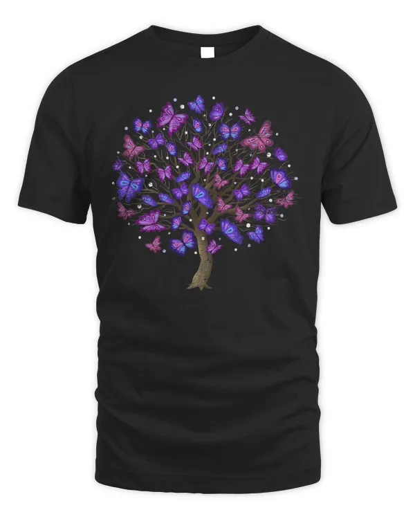 Animal Purple Butterflies Tree Nature Butterfly T-Shirt