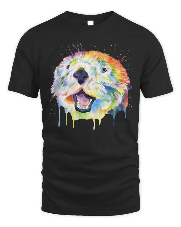 Colorful Splash Sea Otter Pullover Hoodie