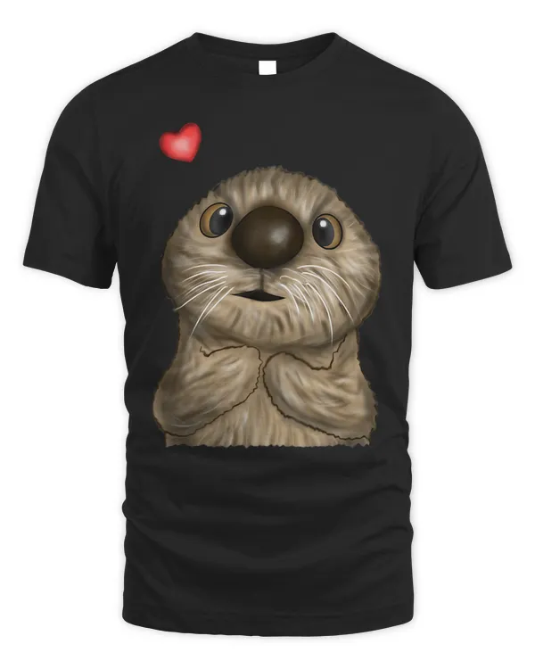 Cute Otter Heart Love Valentines Day for her T-Shirt