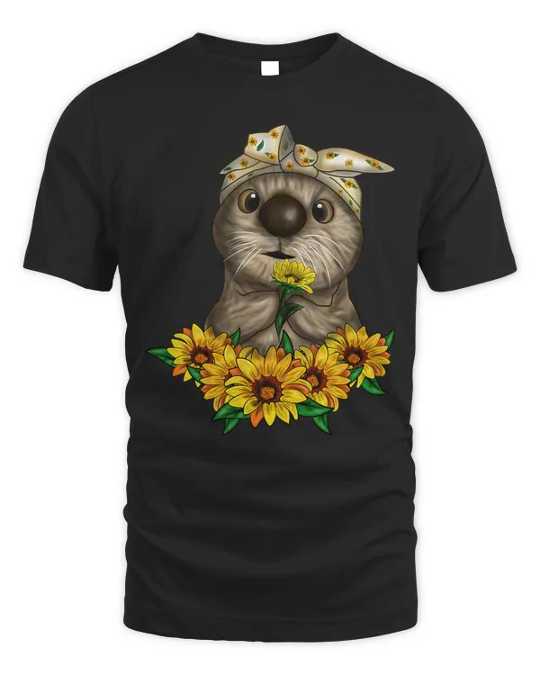 Cute Otter Lover sunflower flowers pet T-Shirt