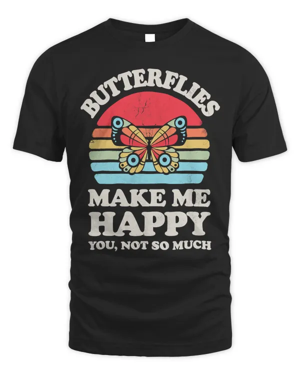 Butterflies Make Me Happy Monarch Butterfly Insect Retro Men T-Shirt