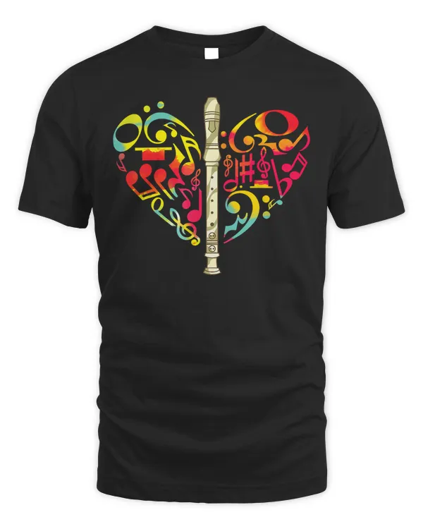 Flute Heart Flutist Gift Classical Music Flute T-Shirt
