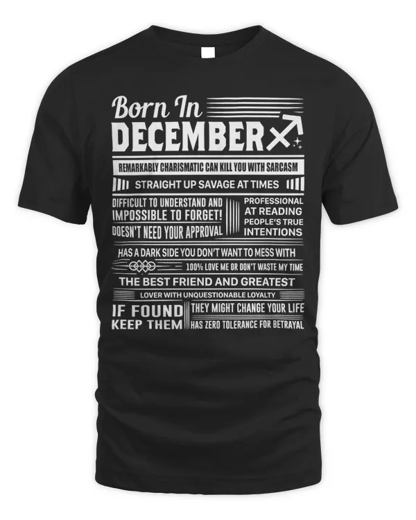 Born In December Sagittarius Funny Birthday Gift Premium T-Shirt