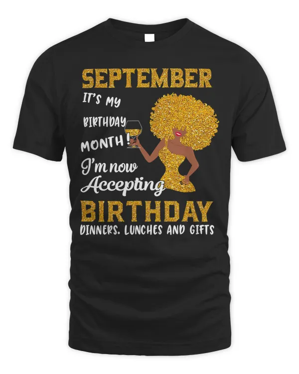 Black Women September Birthday Virgo Queens Libra Girl Gifts T-Shirt