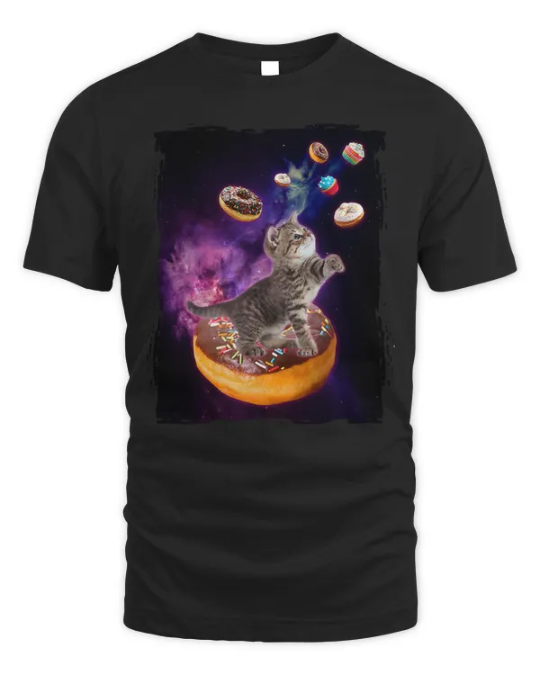 Abyssinian Cat Design Space Donuts - Kitty in Space Kid T-Shirt