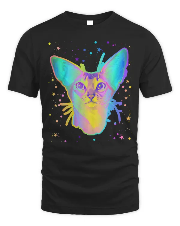 Abyssinian Cat Face Rainbow Space Black Sweatshirt