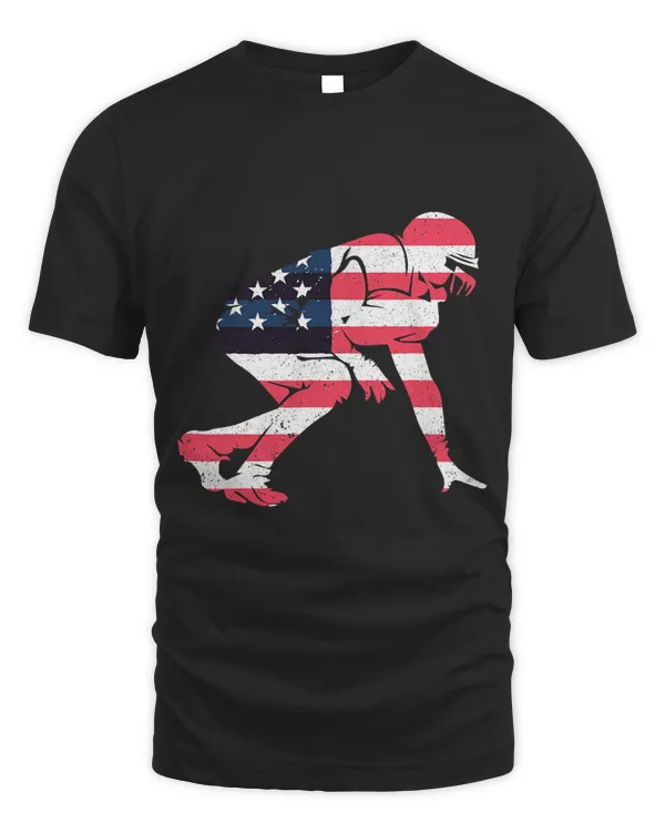 American Flag Lineman I Football T-Shirt