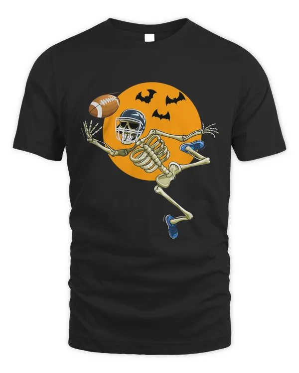 American Football Skeleton Halloween Men Boys Football Fan T-Shirt Copy