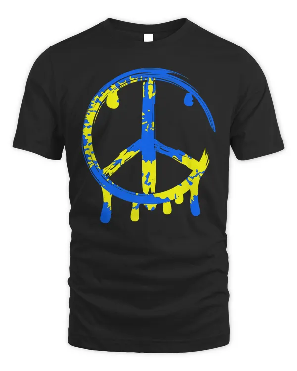 Ukraine Peace Sign Shirt Retro Ukrainian Flag Colors TShirt Premium T-Shirt