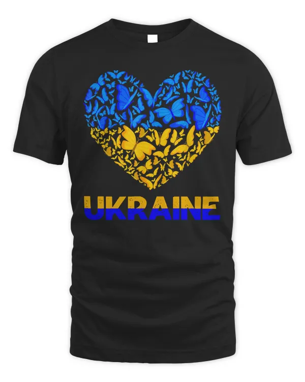 Ukrainian Flag Peace Ukraine Flag Butterfly Heart Ukraine  Heart Ukraine Shirt My Heart Stand With