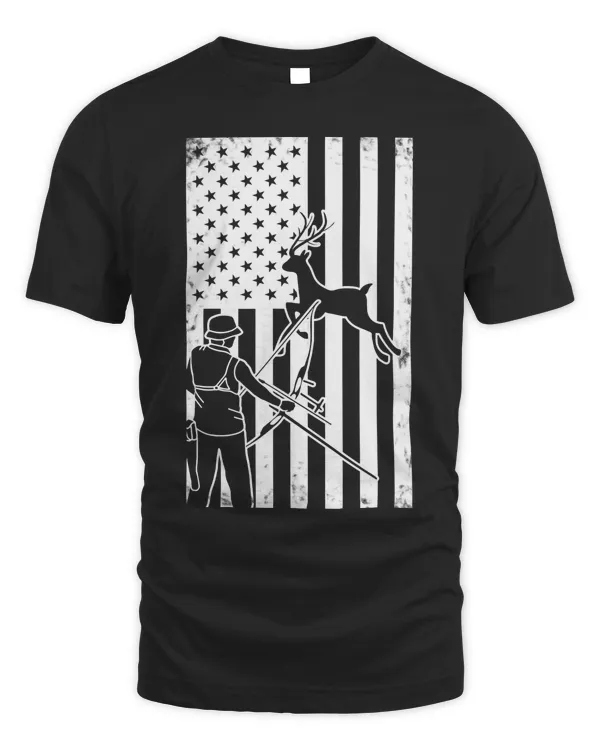 Original american flag buck hunting shirt men recurve bow hunter t-shirt