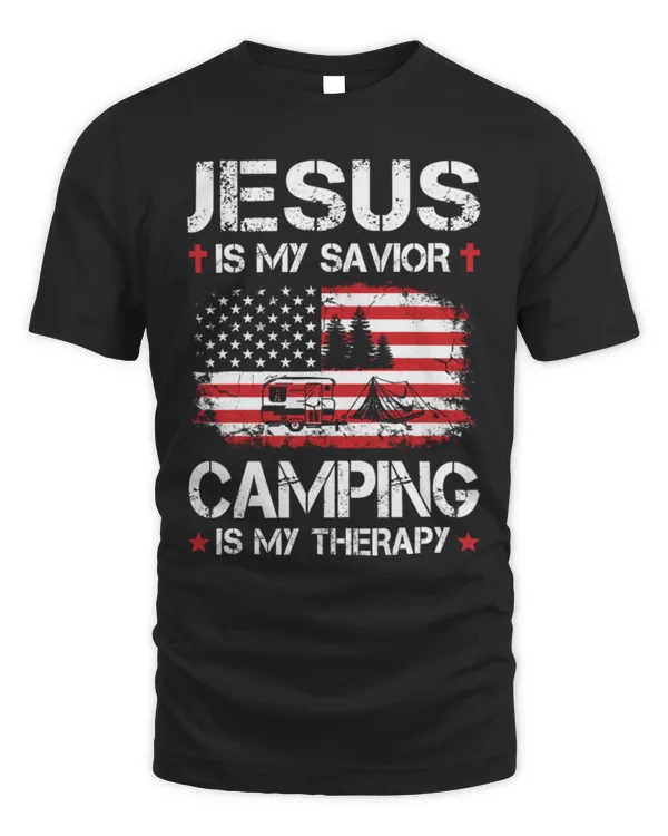 Camping T-Shirt Jesus is my savior camping is my therapy T-Shirt