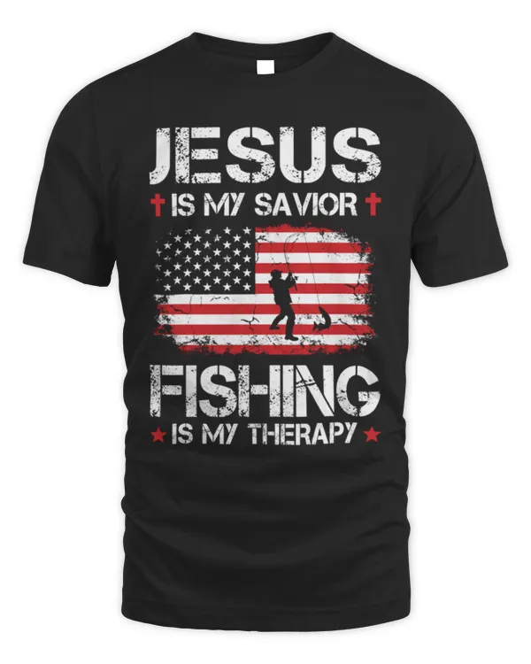 Fishing Lover T-Shirt Jesus is my savior fishing is my therapy T-Shirt
