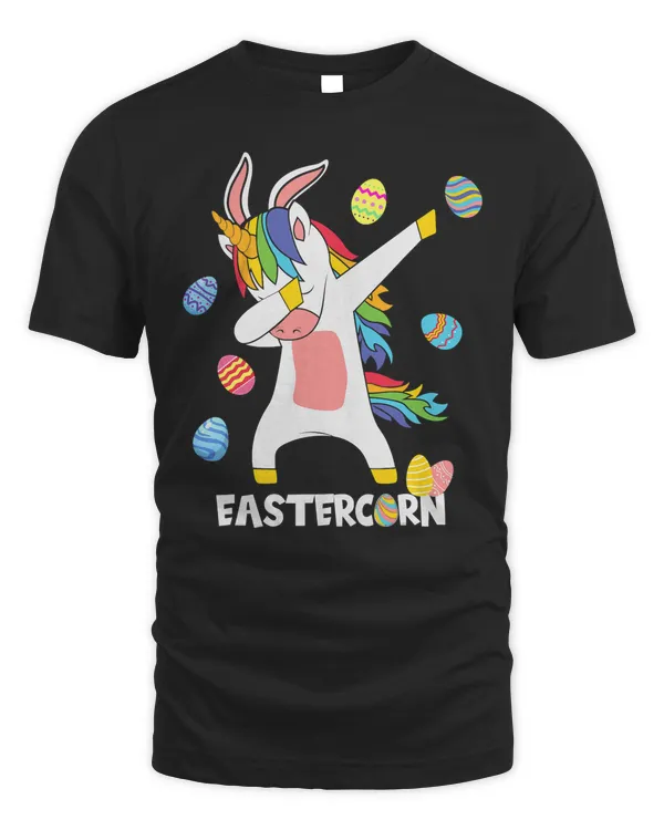 Happy Easter Cute kids Dabbing Unicorn Wearing Bunny Ears T-Shirt