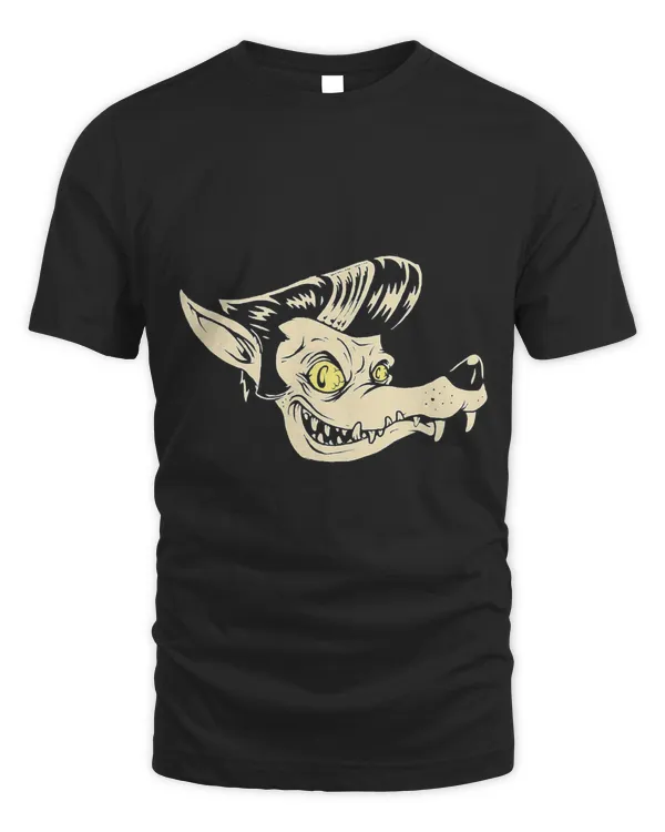 Horror Art - Rockabilly Wolf - Psychobilly Punk Art T-Shirt