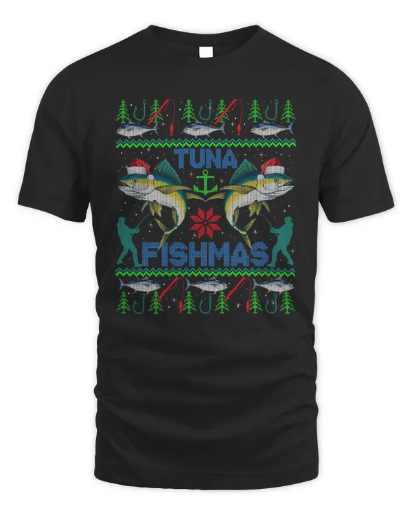 Funny Tuna Fishing Ugly Christmas Sweater Gifts Shirt T-Shirt