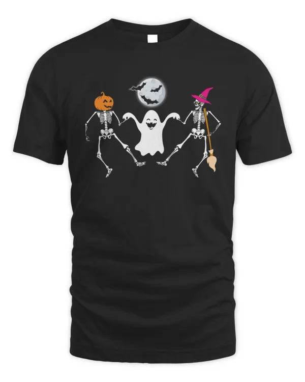 Spooky Dancing Skeletons Party Ghost Halloween Funny T-Shirt