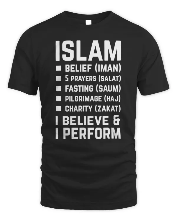 5 Five Bases or Pillars of Islam Islamic T-shirt For Muslims