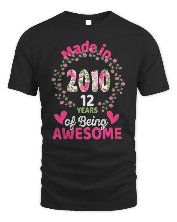 12 Years Old 12th Birthday Born in 2010 Women Girls Floral