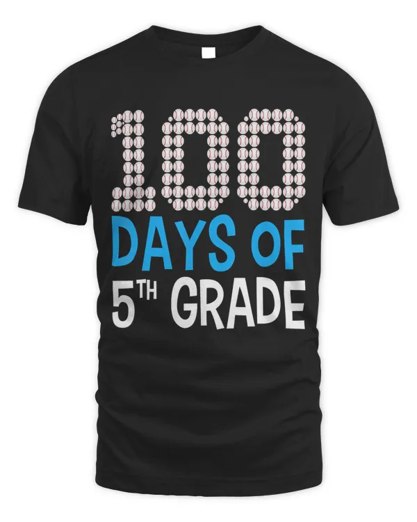 100 Days Of 5th Grade Baseball Sport boy 100th Day Of School T-Shirt