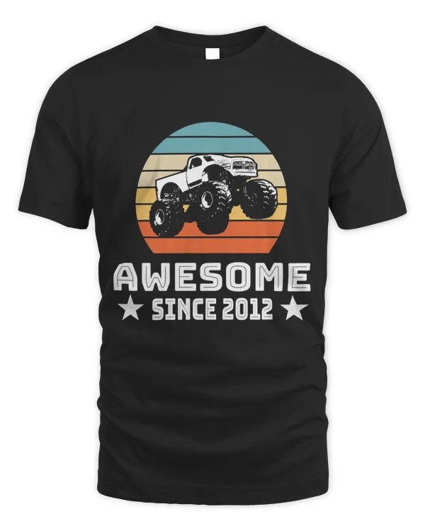 Awesome Since 2012 10th Years Old Happy Sunset Retro Theme