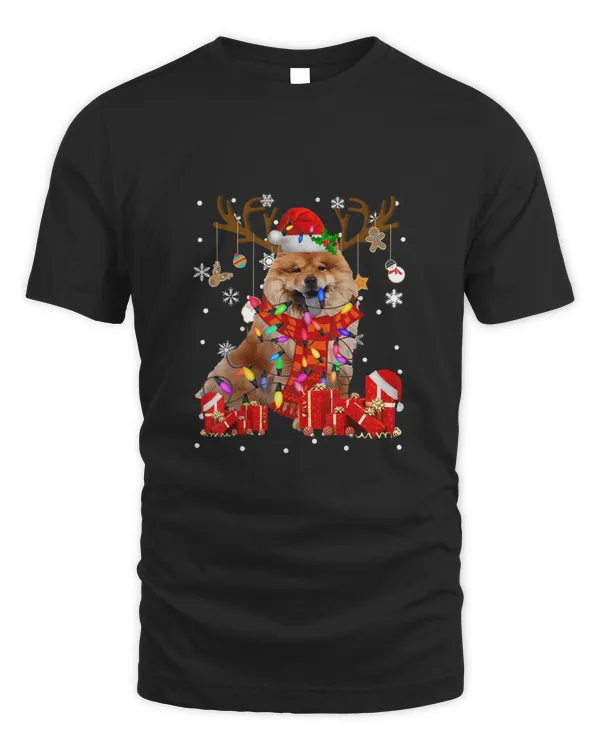 Funny Chow Chow Dog Reindeer Christmas Light Dog Love Classic T-Shirt