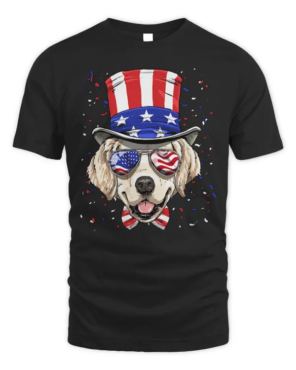 Golden Retriever Dog 4th of July American Dog USA Flag 138