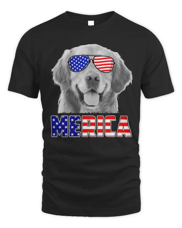 Golden Retriever Dog 4th of July Merica USA Flag Dog Lover Men 359
