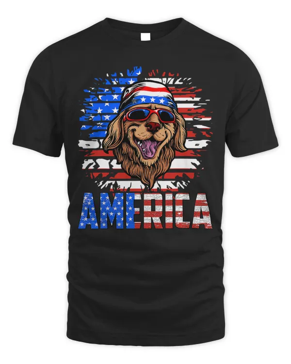 Golden Retriever Dog America Patriotic Dog USA Flag Memorial Day 37