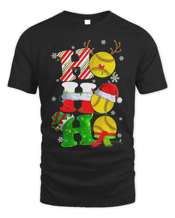 Softball Christmas Funny Ho Ho Ho Softball Pajama For Softball Lovers 55