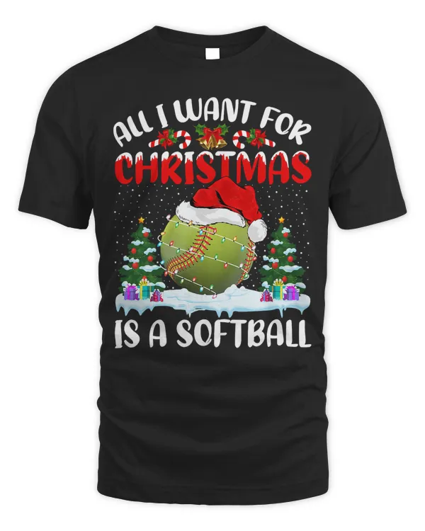 Softball Funny Santa Hat All I Want For Christmas Is A Softball 94