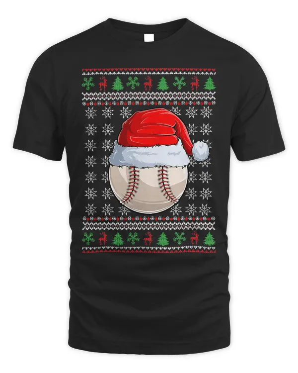 Baseball Baseball Ball Santa Hat Funny Christmas Santa Pajamas 158