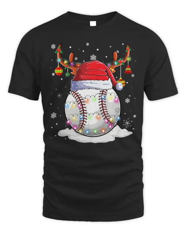 Baseball Baseball Ball Santa Hat Reindeer Christmas Lights Boys Mens 139