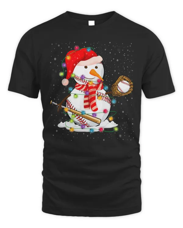 Baseball Baseball Snowman Christmas Lights Xmas Tree Winter Women Men 105
