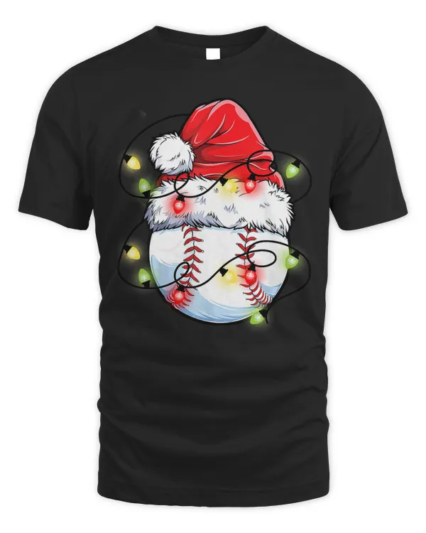 Baseball Christmas Baseball Ball Santa Hat Funny Sport Xmas Lights 148